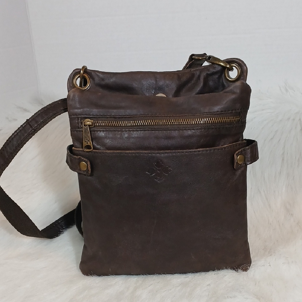 Patricia Nash Vincenzo Slouchy Hobo  Brown Leather Messenger Bag